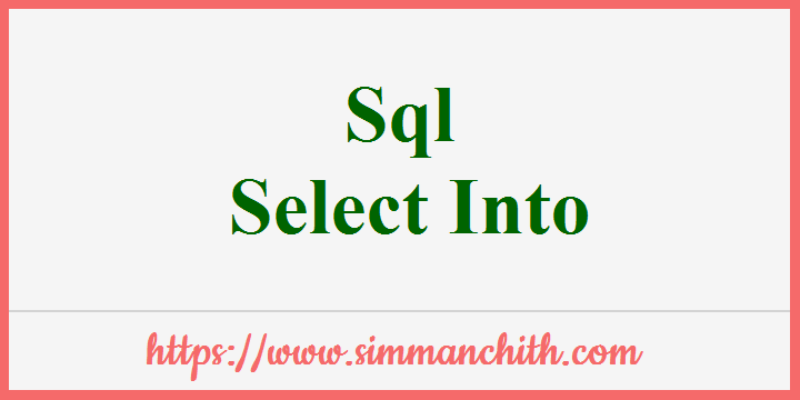 Sql Select Into Query Create Temp Table Simmanchith